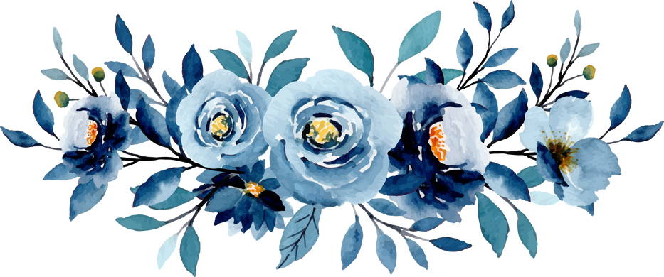 Watercolor Blue Flower Bouquet